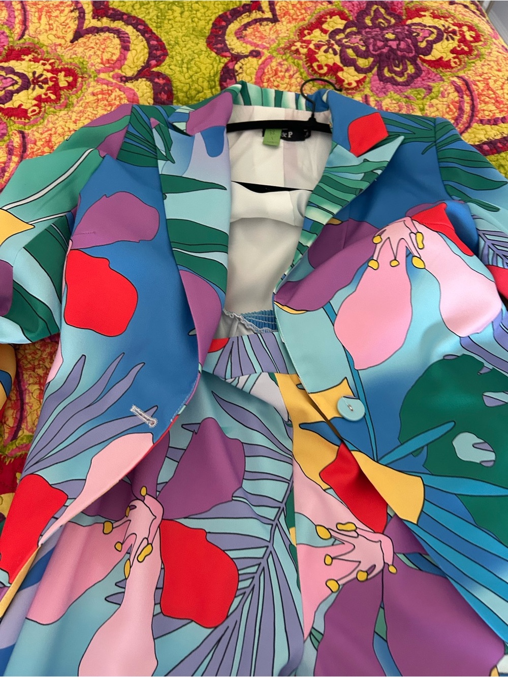 F&P Tropical Print Dress with Teal & Green Accents